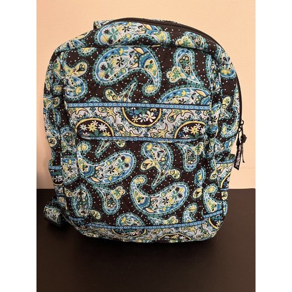 Nicole Brayden Quilted Backpack Blue Paisley EUC Approx 15x11x5 Inches - Picture 1 of 10